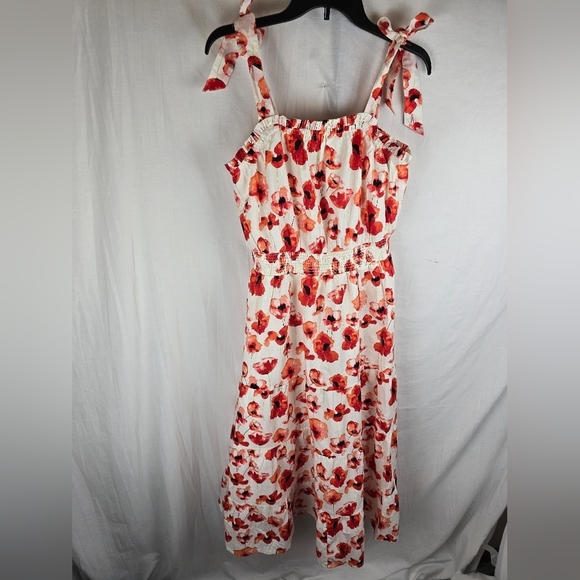 Matilda Jane Floral Sleeveless Red & White Teired Dress Sz M - Picture 4 of 14